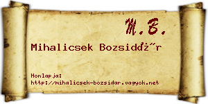 Mihalicsek Bozsidár névjegykártya